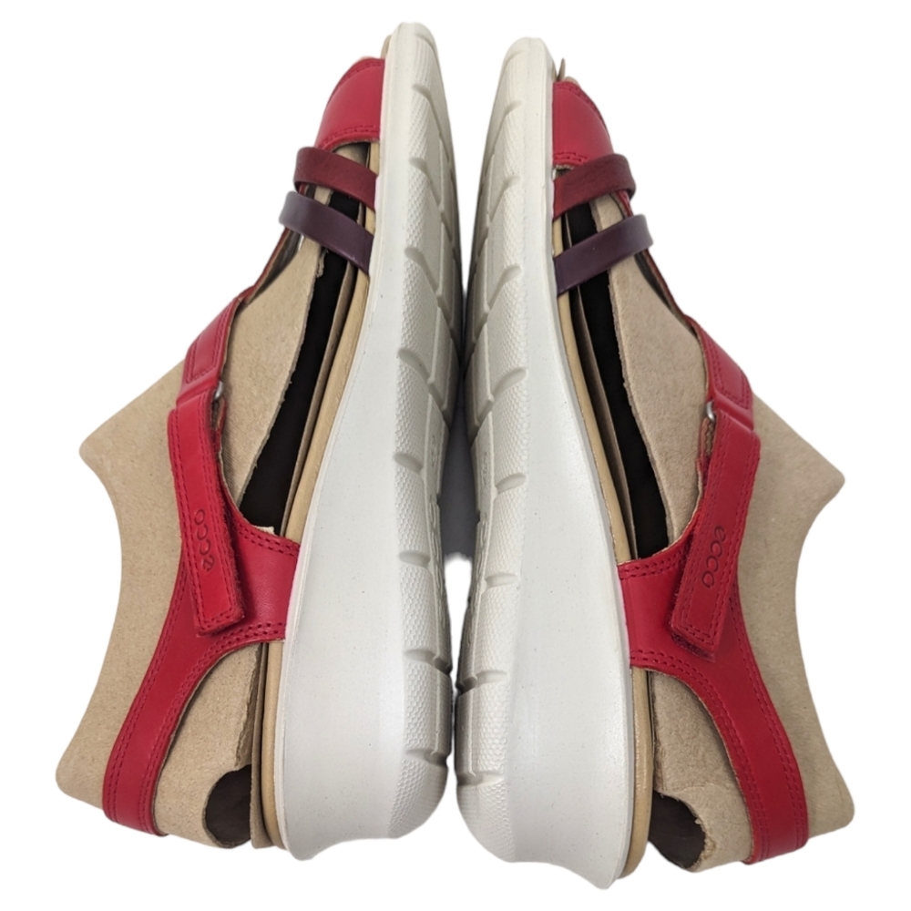 ECCO Leather Felicia Sandals NEW Womens 42 11 11.5 Red Strappy Velcro Closure - Picture 5 of 14